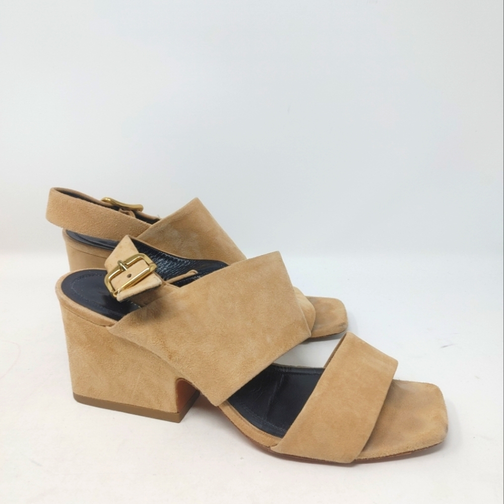 Celine Beige Suede Heeled Sandals Size 35.5